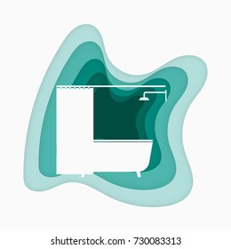 Bath icon Paper folding art origami style Vector illustration