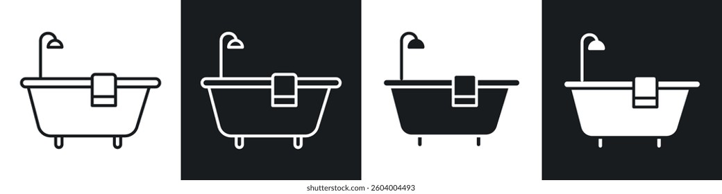 Bath icon symbol collection on white background.