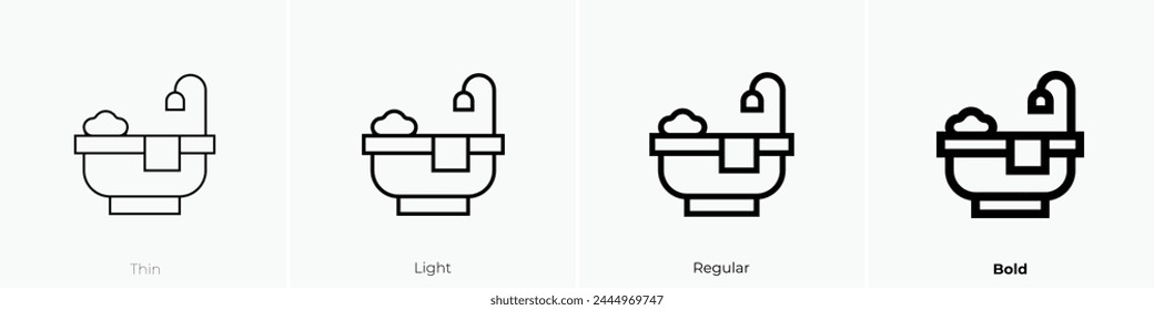 bath icon. Thin, Light Regular And Bold style design isolated on white background