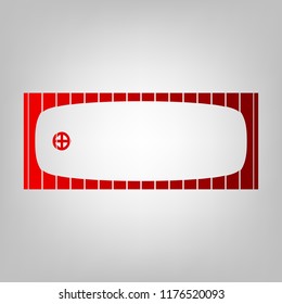 Bath Icon. Top view. Vector. Vertically divided icon with colors from reddish gradient in gray background with light in center.