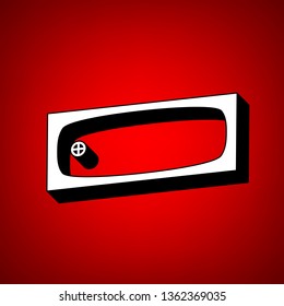 Bath Icon. Top view. Vector. Perspective view of white icon with black outline at reddish background.