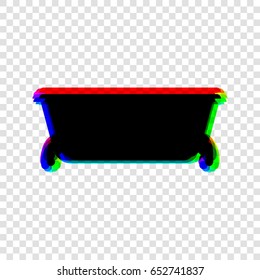 Bath Icon. Vector. Black icon with red-green-blue contours on transparent background.
