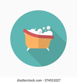 Bath icon , Vector flat long shadow design. 