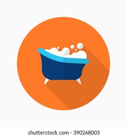 Bath icon , Vector flat long shadow design.