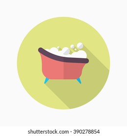 Bath icon , Vector flat long shadow design.