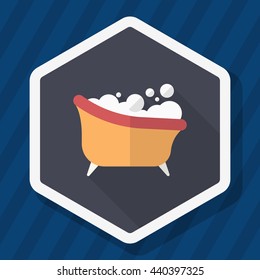 Bath icon , Vector flat long shadow design.