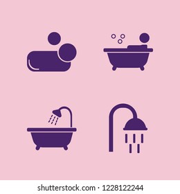 bath icon. bath vector icons set bathroom shower, soap, shower and person in bath