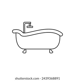 Bath icon vector linear style. Outline shower logo vector. Concept of bathing and washing icon. Ceramic bathtub in a simple style. Concept for applications bath symbol for web design.