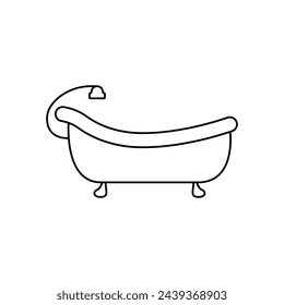 Bath icon vector linear style. Outline shower logo vector. Concept of bathing and washing icon. Ceramic bathtub in a simple style. Concept for applications bath symbol for web design.