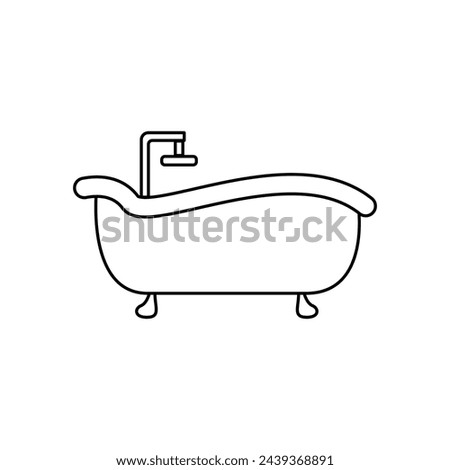 Bath icon vector linear style. Outline shower logo vector. Concept of bathing and washing icon. Ceramic bathtub in a simple style. Concept for applications bath symbol for web design.