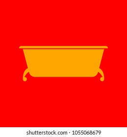 Bath Icon. Vector. Orange icon with white holes if exist at red background. Isolated.