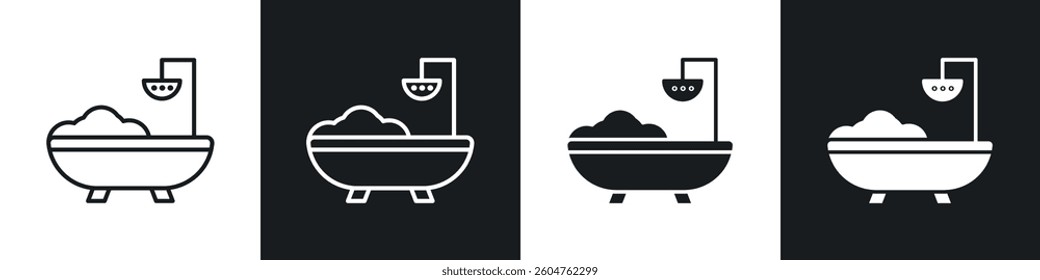 Bath icons in flat and linear vector illustration on white background.