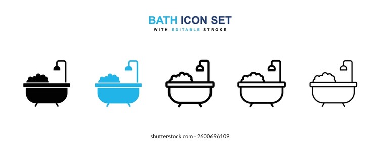 Bath icons graphics set in black and blue colors