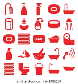 Bath icons set. set of 25 bath filled icons such as shower, towels, soap, spray bottle, soap, laundry, paper towel, toilet, bucket, jacuzzi