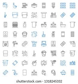bath icons set. Collection of bath with beach towel, room service, washing, bucket, sink, toilet paper, hand wash, sponge, shower, soap, towel. Editable and scalable bath icons.