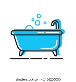 Bath illustration. Bathroom icon, background 
