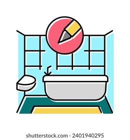 diseño interior de baño vectores de icono de color de casa. letrero de casa de diseño interior de baño. ilustración de símbolo aislado