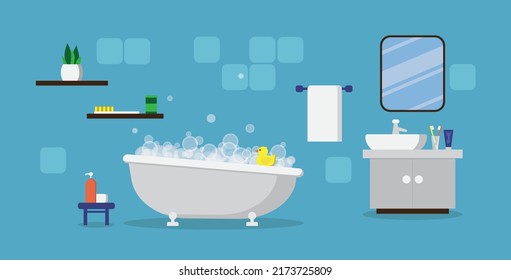 Bath in the interior. Filled with foam and duck.
