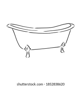 Bath Interior, hand draw, bath, vector sketch illustration