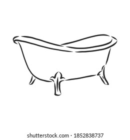 Bath Interior, hand draw, bath, vector sketch illustration