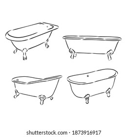 Bath Interior, hand draw. bath vector sketch illustration