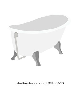 Bath isolated on white background. Element for design bathroom. Bathtime. Vector illustration