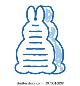 bath layer in rabbit form sketch icon vector. Hand drawn blue doodle line art bath layer in rabbit form sign. isolated symbol illustration