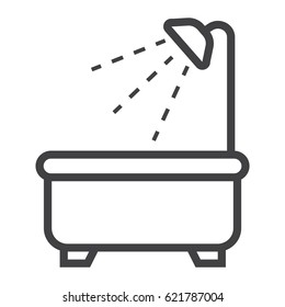 Bath line icon, Furniture and interior element, vector graphics, a linear pattern on a white background, eps 10.