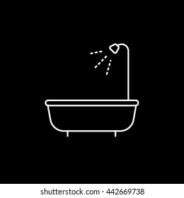 Bath Line Icon On Black Background