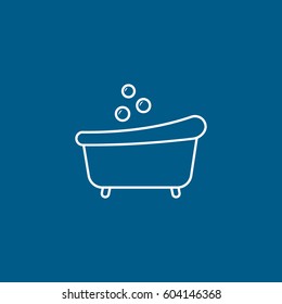 Bath Line Icon On Blue Background
