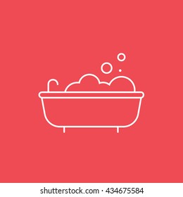 Bath Line Icon On Red Background