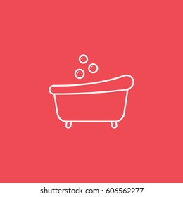 Bath Line Icon On Red Background
