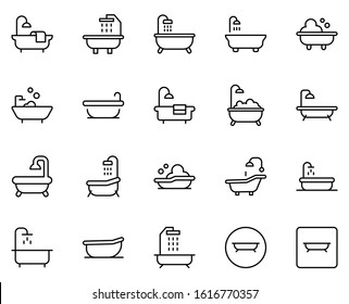 Bath line icon set. Collection of vector symbol in trendy flat style on white background. Bath sings for design.