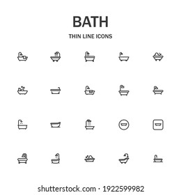 Bath line icon set. Collection of modern signs for web design and mobile app. House pictograms. Black icon on white background. Collection of high-quality outline logo
