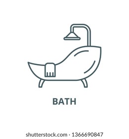 Bath line icon, vector. Bath outline sign, concept symbol, flat illustration