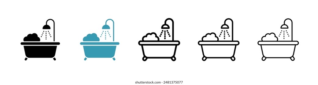 Bath line icon vector set.