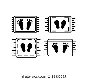 bath mat icons with foot print simple vector illustration black white design collections 