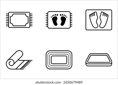 Conjunto de ícones de tapetes de banho. Ilustração vetorial de tapetes de banho em fundo branco