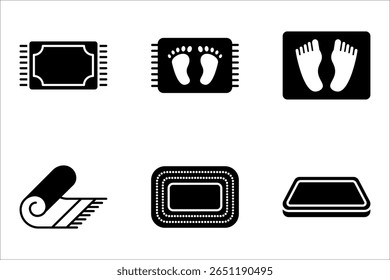 Conjunto de ícones de tapetes de banho. Ilustração vetorial de tapetes de banho em fundo branco