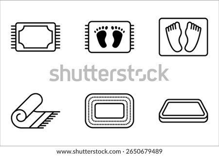 Bath mats icon set. Outline bath mats vector illustration on white background