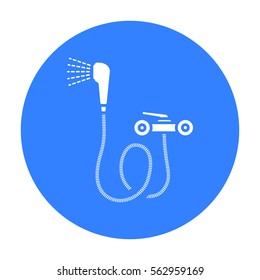 Bath mixer icon in black style isolated on white background. Plumbing symbol stock vector illustration.