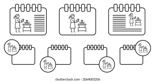 Bath, mother, baby vector icon in calender set illustration for ui and ux, website or mobile application