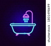 Bath Neon Sign. Vector Illustration of Water Promotion.