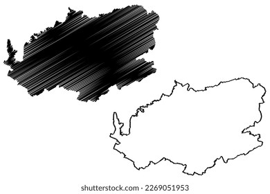 Bath and North East Somerset Non-metropolitan district (United Kingdom of Great Britain and Northern Ireland, ceremonial county Somerset or Somersetshire, England) map vector, scribble sketch map