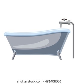 Bath on legs icon in cartoon style isolated on white background. Bathroom and bathing symbol vector illustration