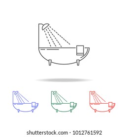 bath with an open shower icon. Element of furniture and household multi colored icons for mobile concept and web app. Thin line icon for website design and mobile app. Premium icon on white background