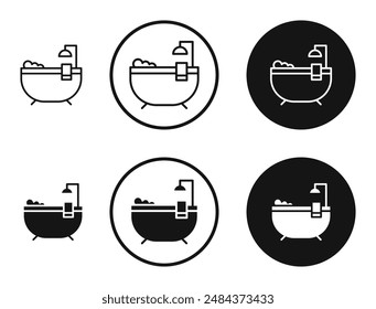 Bath outlined icon vector collection.
