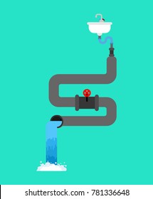 Bath plumbing system. Sewerage scheme. Vector illustration