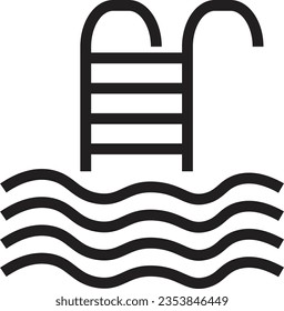 Bath Pool Stairs Outline Icon