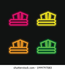 Bath Robe four color glowing neon vector icon